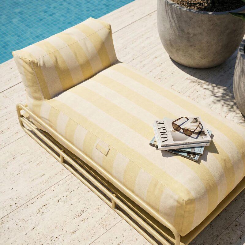 Chaise longue a righe per divano modulare da esterno con struttura (2/6)