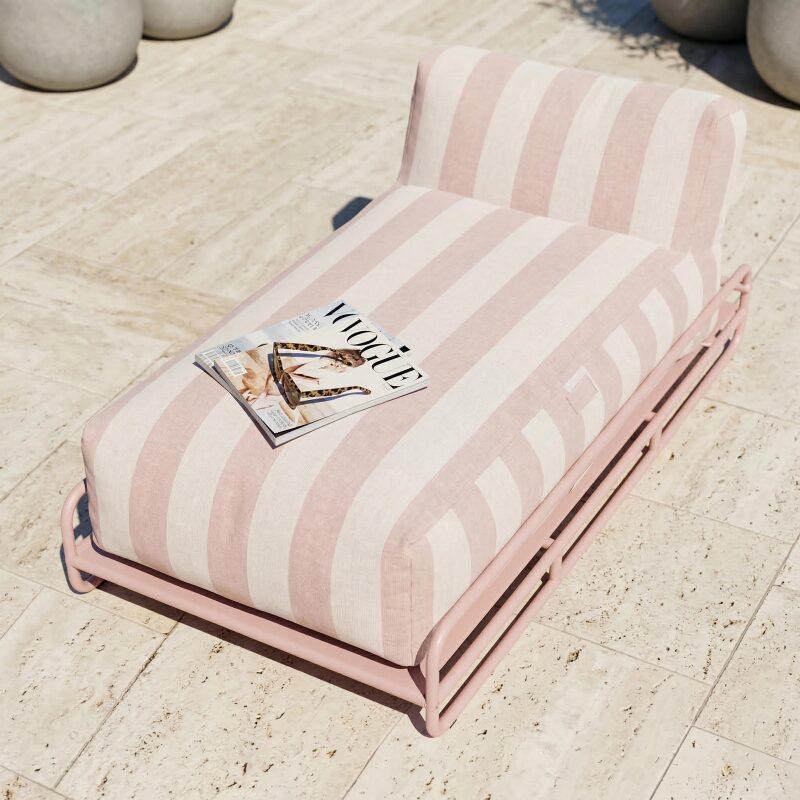 Chaise longue a righe per divano modulare da esterno con struttura (3/6)