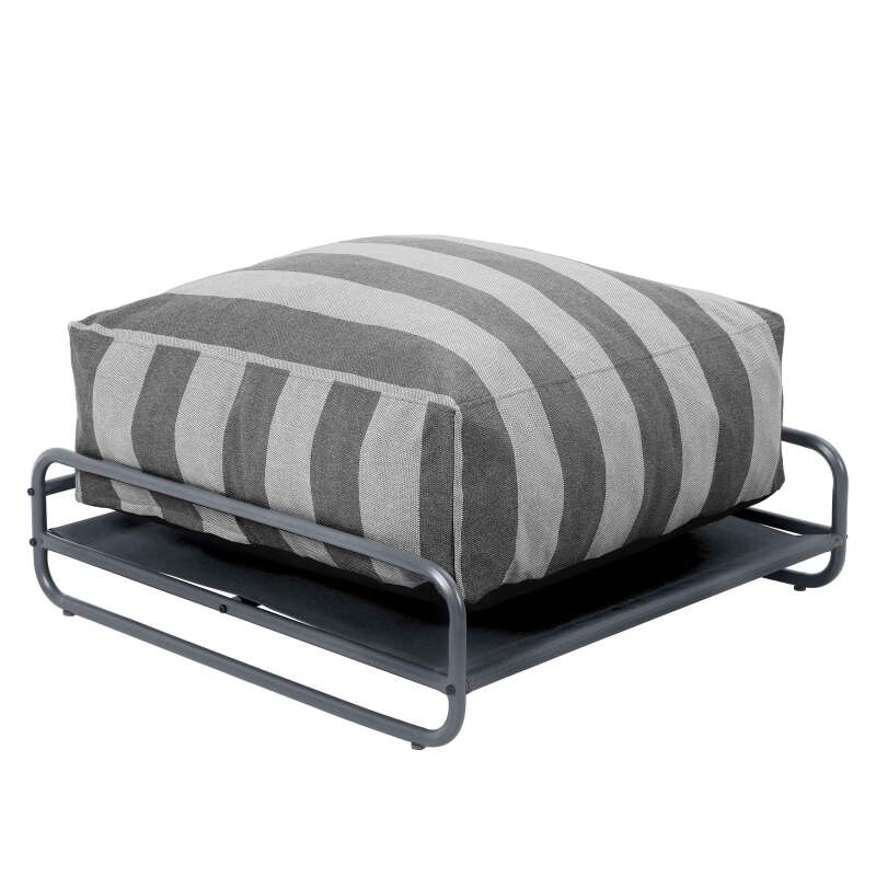 Pouf a righe per divano modulare da esterno con struttura