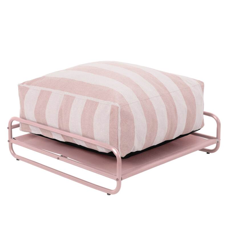 Pouf a righe per divano modulare da esterno con struttura