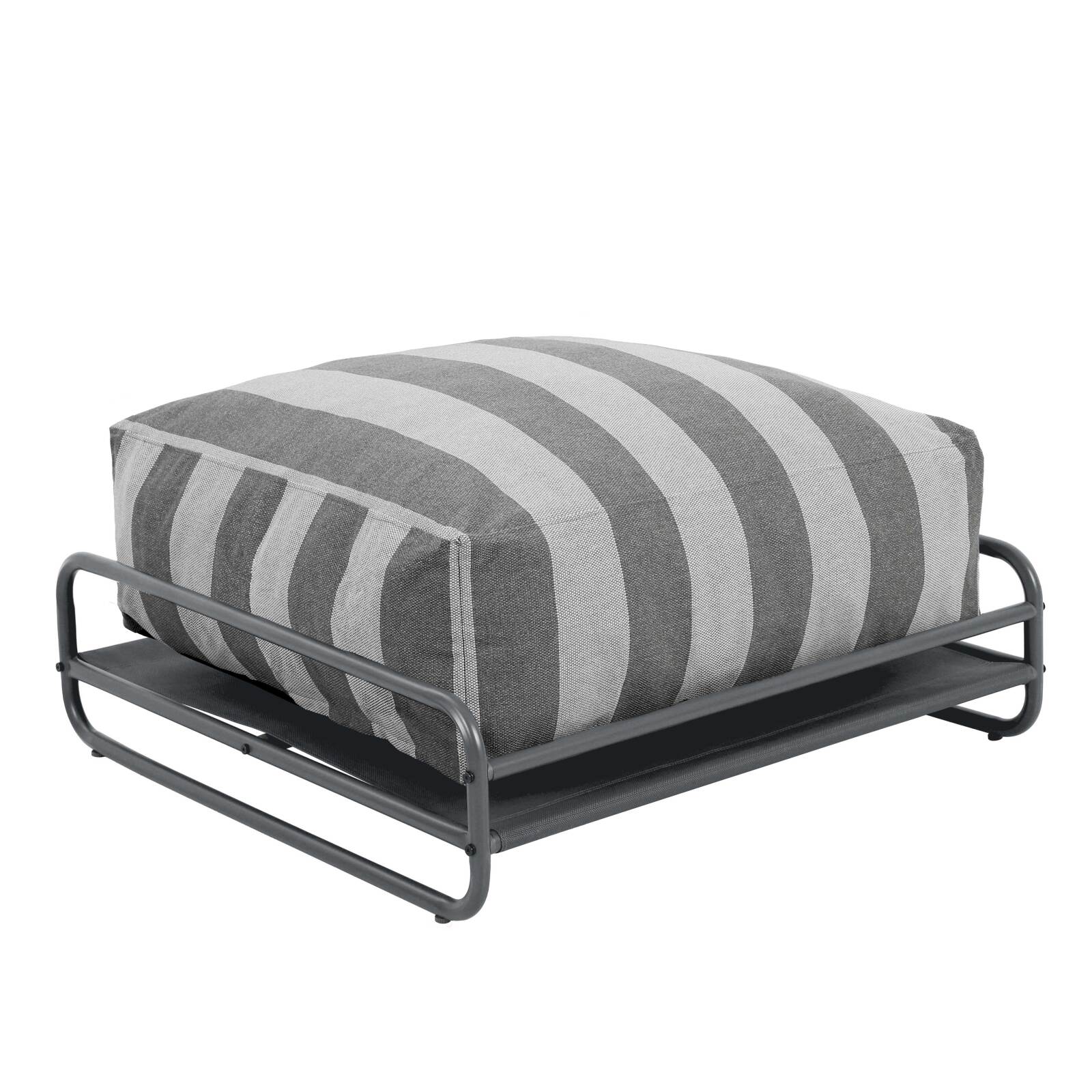 Pouf a righe per divano modulare da esterno con struttura