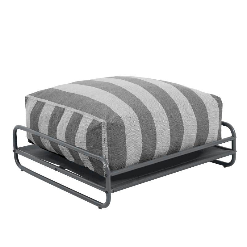 Pouf a righe per divano modulare da esterno con struttura (4/6)