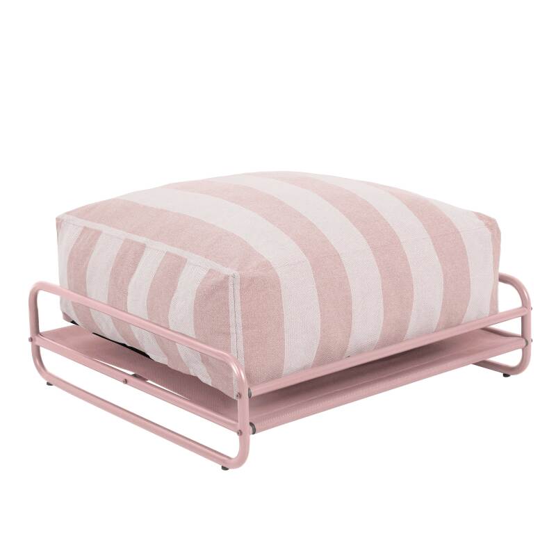 Pouf a righe per divano modulare da esterno con struttura (4/6)