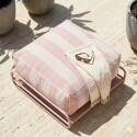 Pouf a righe per divano modulare da esterno con struttura