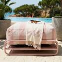 Pouf a righe per divano modulare da esterno con struttura