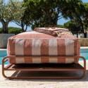 Pouf a righe per divano modulare da esterno con struttura