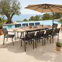 Tavolo da giardino allungabile effetto legno in alluminio e polywood 8 a 12 persone 220/280x100 cm