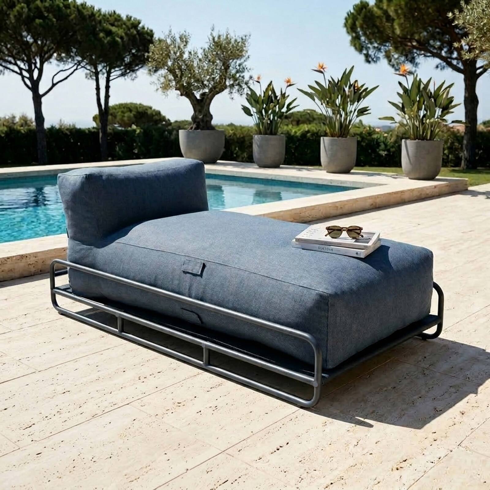 Chaise longue per divano modulare da esterno con struttura