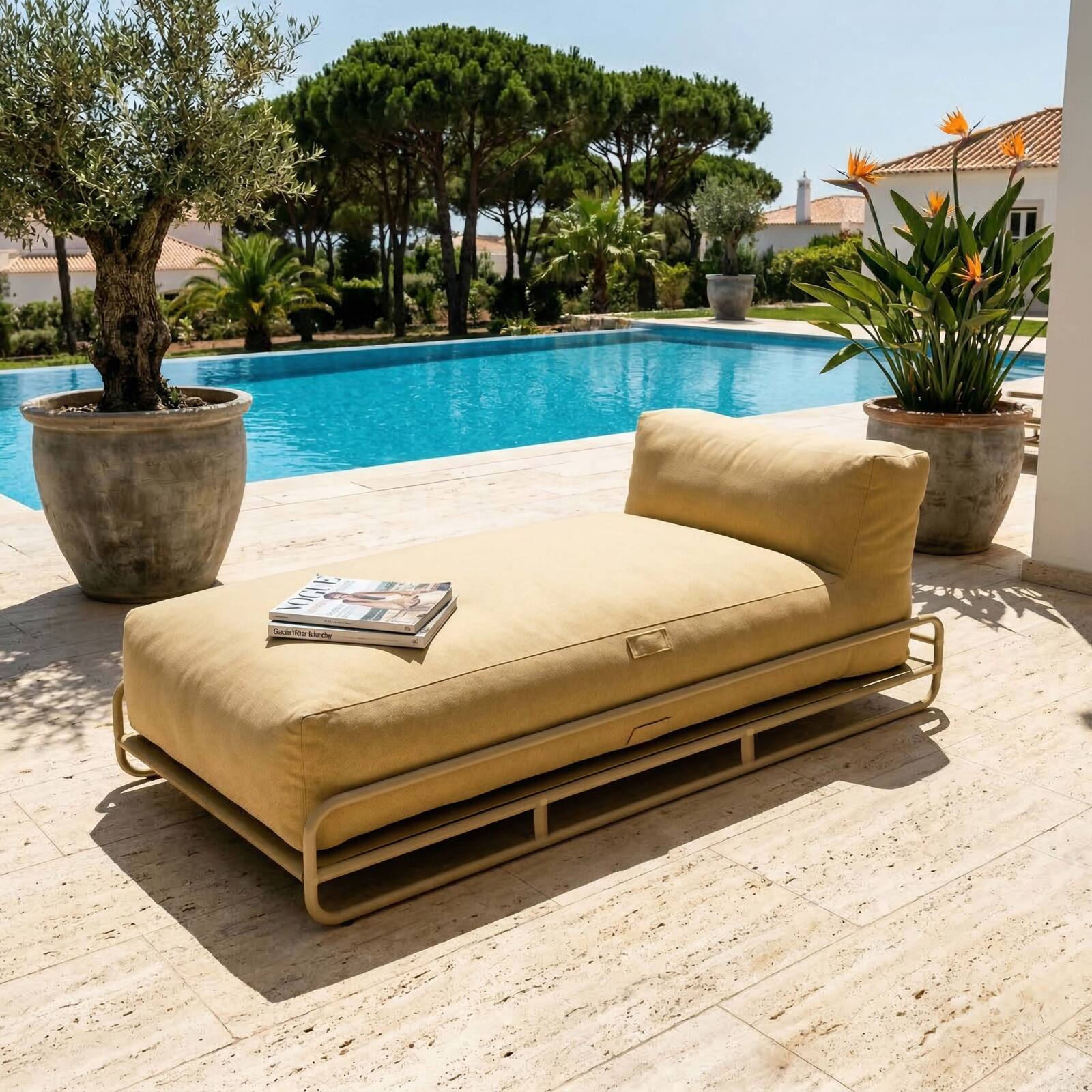 Chaise longue per divano modulare da esterno con struttura