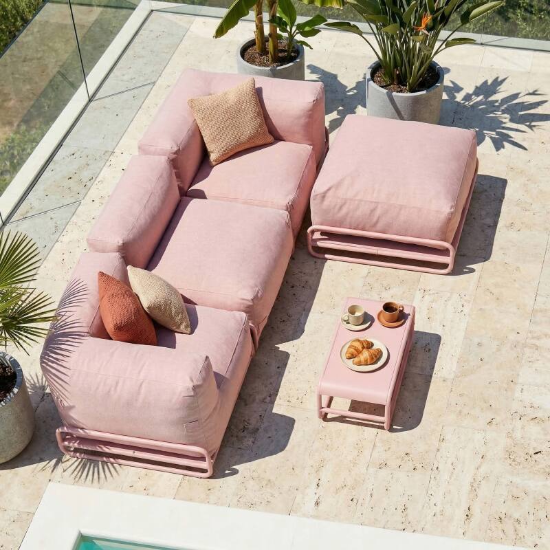 Divano modulare da esterno 4 posti con struttura, 1 poltrona, 2 poltrone angolari, 1 pouf e 1 tavolino piccolo  (2/7)