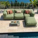 Divano modulare da esterno 4 posti con struttura, 1 poltrona, 2 poltrone angolari, 1 pouf e 1 tavolino piccolo 