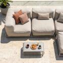 Divano modulare da esterno 4 posti con struttura, 1 poltrona, 2 poltrone angolari, 1 pouf e 1 tavolino piccolo 