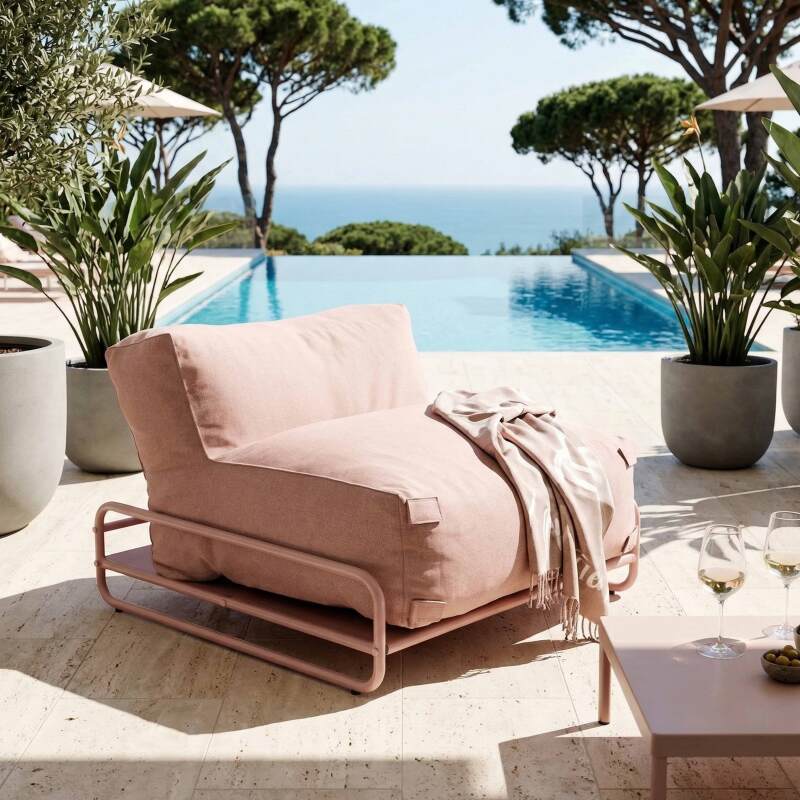 Divano modulare da esterno 4 posti con struttura, 1 poltrona, 2 poltrone angolari, 1 pouf e 1 tavolino piccolo  (4/7)