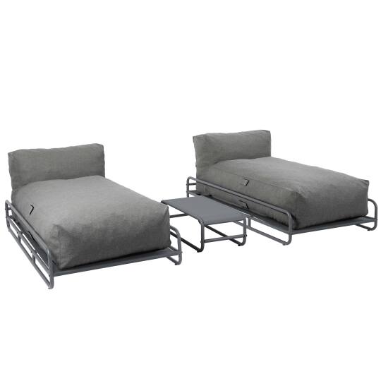 Divano modulare da esterno a 2 posti con struttura, 2 chaise longue e 1 tavolino | Oviala