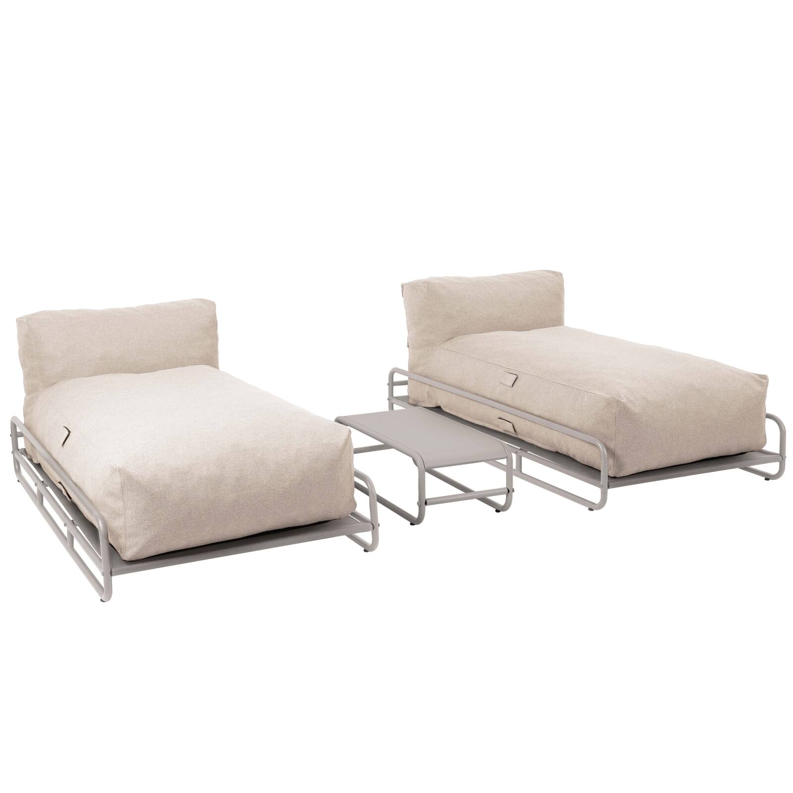 Divano modulare da esterno a 2 posti con struttura, 2 chaise longue e tavolino