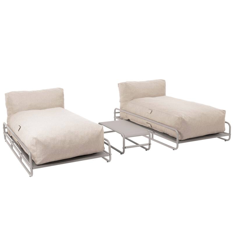 Divano modulare da esterno a 2 posti con struttura, 2 chaise longue e tavolino