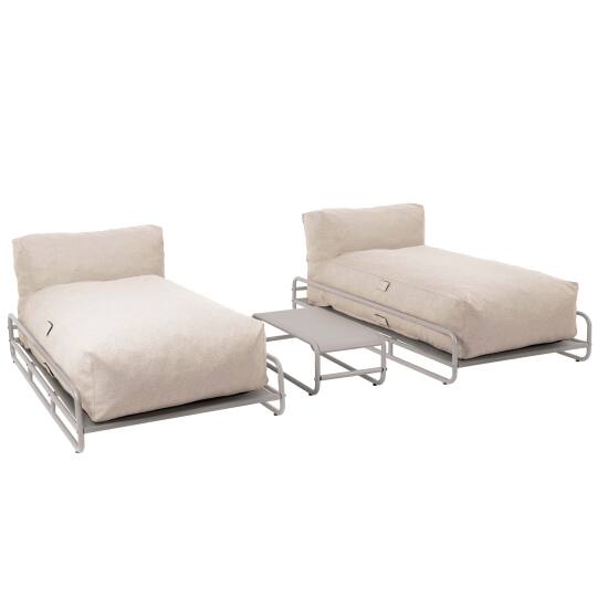 Divano modulare da esterno a 2 posti con struttura, 2 chaise longue e 1 tavolino | Oviala