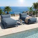 Divano modulare da esterno a 2 posti con struttura, 2 chaise longue e tavolino