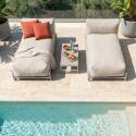 Divano modulare da esterno a 2 posti con struttura, 2 chaise longue e tavolino