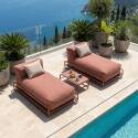Divano modulare da esterno a 2 posti con struttura, 2 chaise longue e tavolino