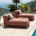Divano modulare da esterno a 2 posti con struttura, 2 chaise longue e tavolino
