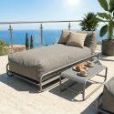 Divano modulare da esterno a 2 posti con struttura, 2 chaise longue e tavolino