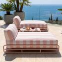 Divano modulare da esterno a 2 posti con struttura, 2 chaise longue a righe e tavolino