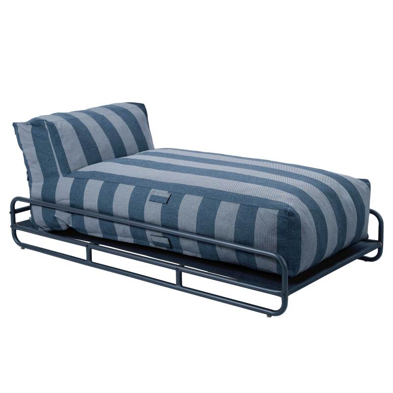 Divano modulare da esterno a 2 posti con struttura, 2 chaise longue a righe e tavolino (5/7)