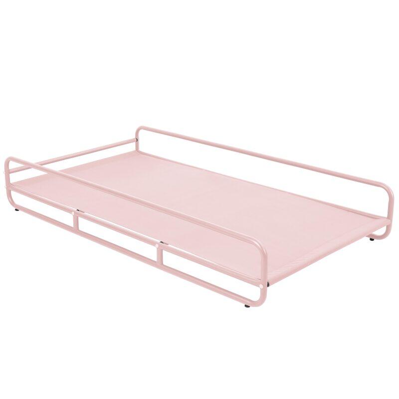 Divano modulare da esterno a 2 posti con struttura, 2 chaise longue a righe e tavolino (6/7)