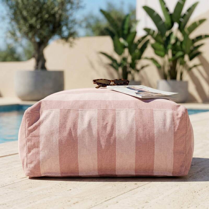 Pouf a righe per divano modulare da esterno (3/6)