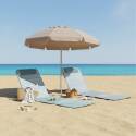 Set di 2 lettini da mare pieghevoli a righe reclinabili in 5 posizioni