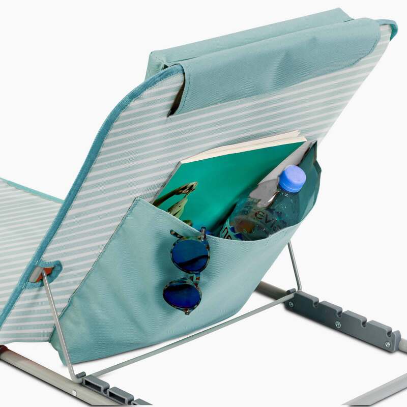 Set di 2 lettini da mare pieghevoli a righe reclinabili in 5 posizioni (3/7)