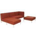 Divano modulare da esterno 4 posti con 1 poltrona, 1 poltrona angolare, 1 chaise longue e 1 pouf
