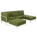 Divano modulare da esterno 4 posti con 1 poltrona, 1 poltrona angolare, 1 chaise longue e 1 pouf