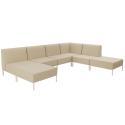 Divano modulare da esterno 6 posti con 3 poltrone, 1 poltrona angolare, 1 chaise longue e 1 pouf