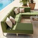 Divano modulare da esterno 6 posti con 3 poltrone, 1 poltrona angolare, 1 chaise longue e 1 pouf