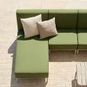 Divano modulare da esterno 6 posti con 3 poltrone, 1 poltrona angolare, 1 chaise longue e 1 pouf