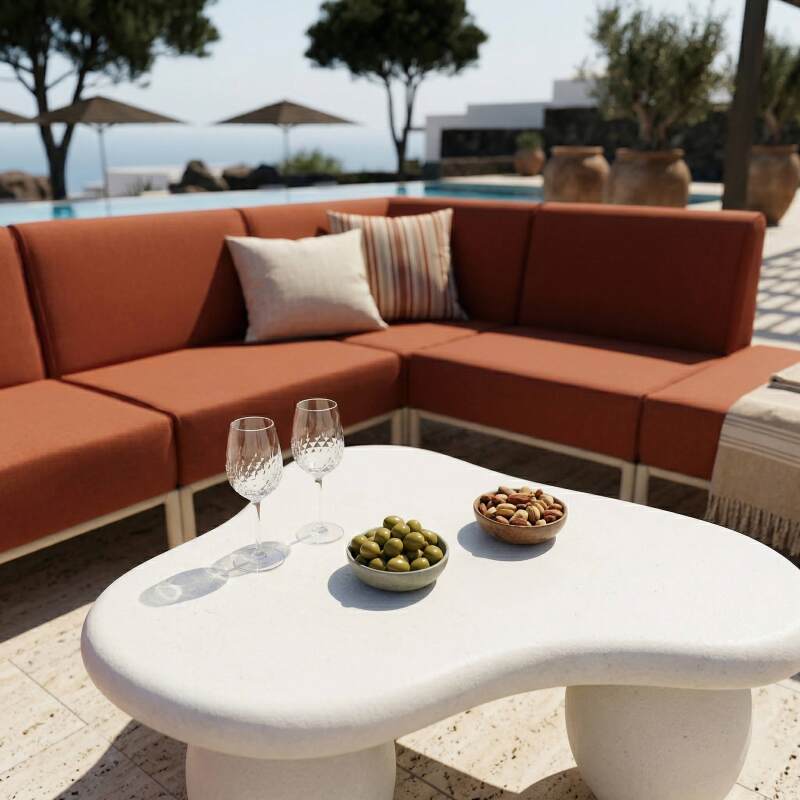 Divano modulare da esterno 6 posti con 3 poltrone, 1 poltrona angolare, 1 chaise longue e 1 pouf (3/7)