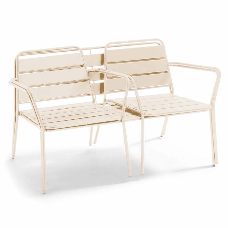 Salotto da giardino in metallo 4 posti, 1 Tavolina da salotto, 2 poltrone, 1 divano (6/7)