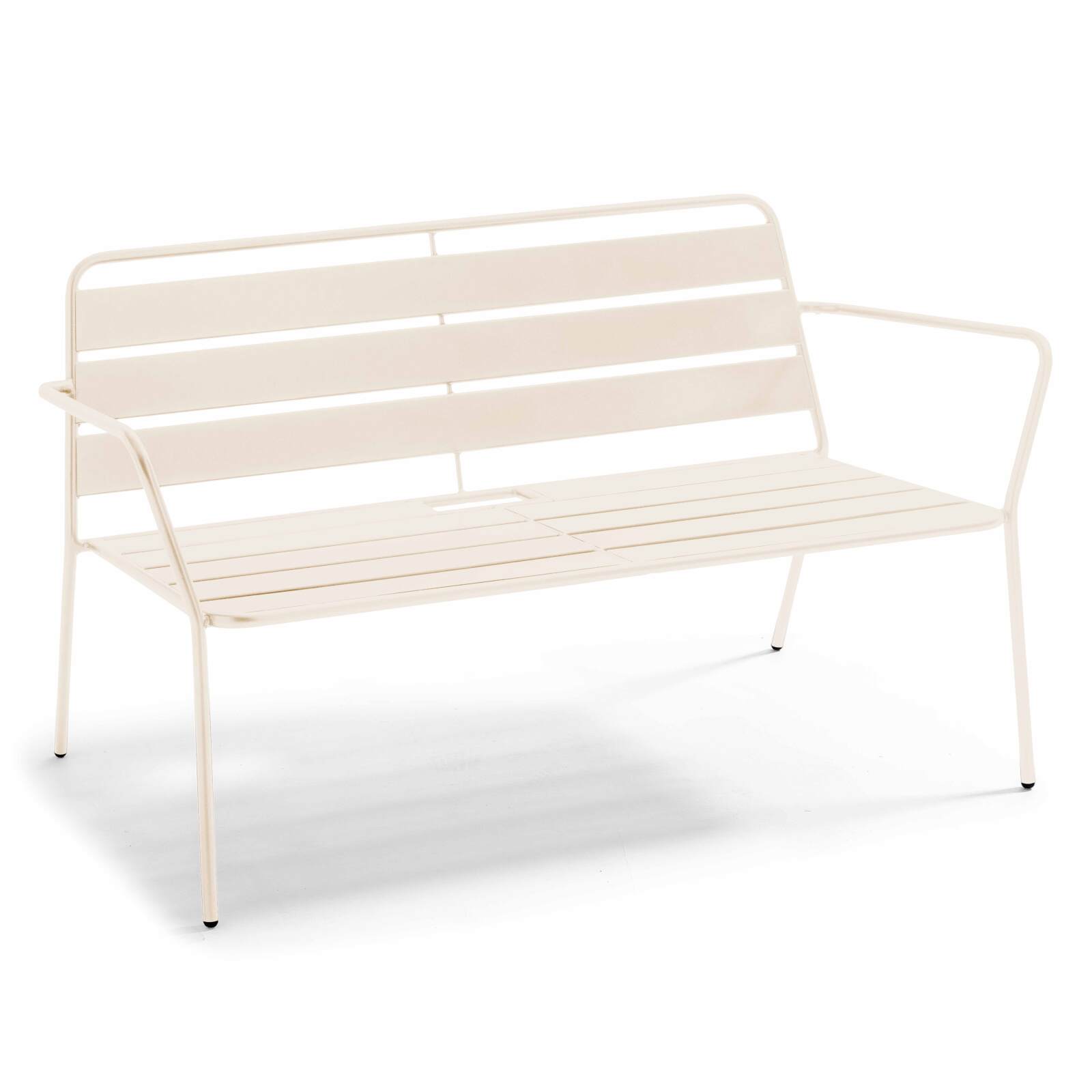 Salotto da giardino in metallo 4 posti, 1 Tavolina da salotto, 2 poltrone, 1 divano