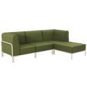 Divano modulare da esterno 4 posti con 1 poltrona, 2 poltrone angolari e 1 pouf
