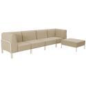 Divano modulare da esterno 5 posti con 2 poltrone, 2 poltrone angolari e 1 pouf