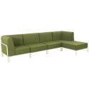 Divano modulare da esterno 5 posti con 2 poltrone, 2 poltrone angolari e 1 pouf