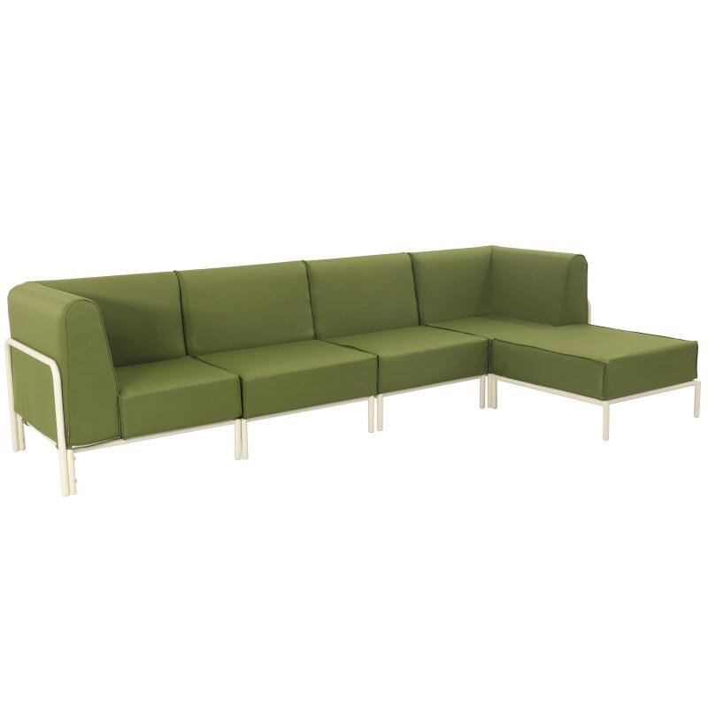 Divano modulare da esterno 5 posti con 2 poltrone, 2 poltrone angolari e 1 pouf