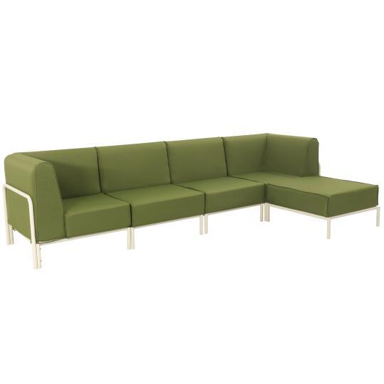 Divano modulare da esterno 5 posti con 2 poltrone, 2 poltrone angolari e 1 pouf | Oviala