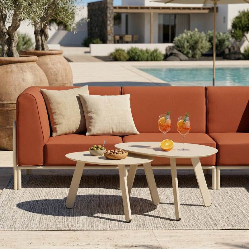 Divano modulare da esterno 5 posti con 2 poltrone, 2 poltrone angolari e 1 pouf (3/7)