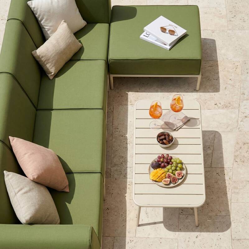 Divano modulare da esterno 5 posti con 2 poltrone, 2 poltrone angolari e 1 pouf (2/7)
