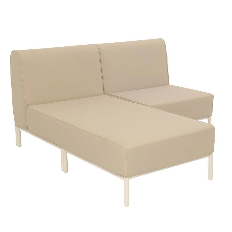 Divano modulare da esterno 2 posti con 1 poltrona e 1 chaise longue