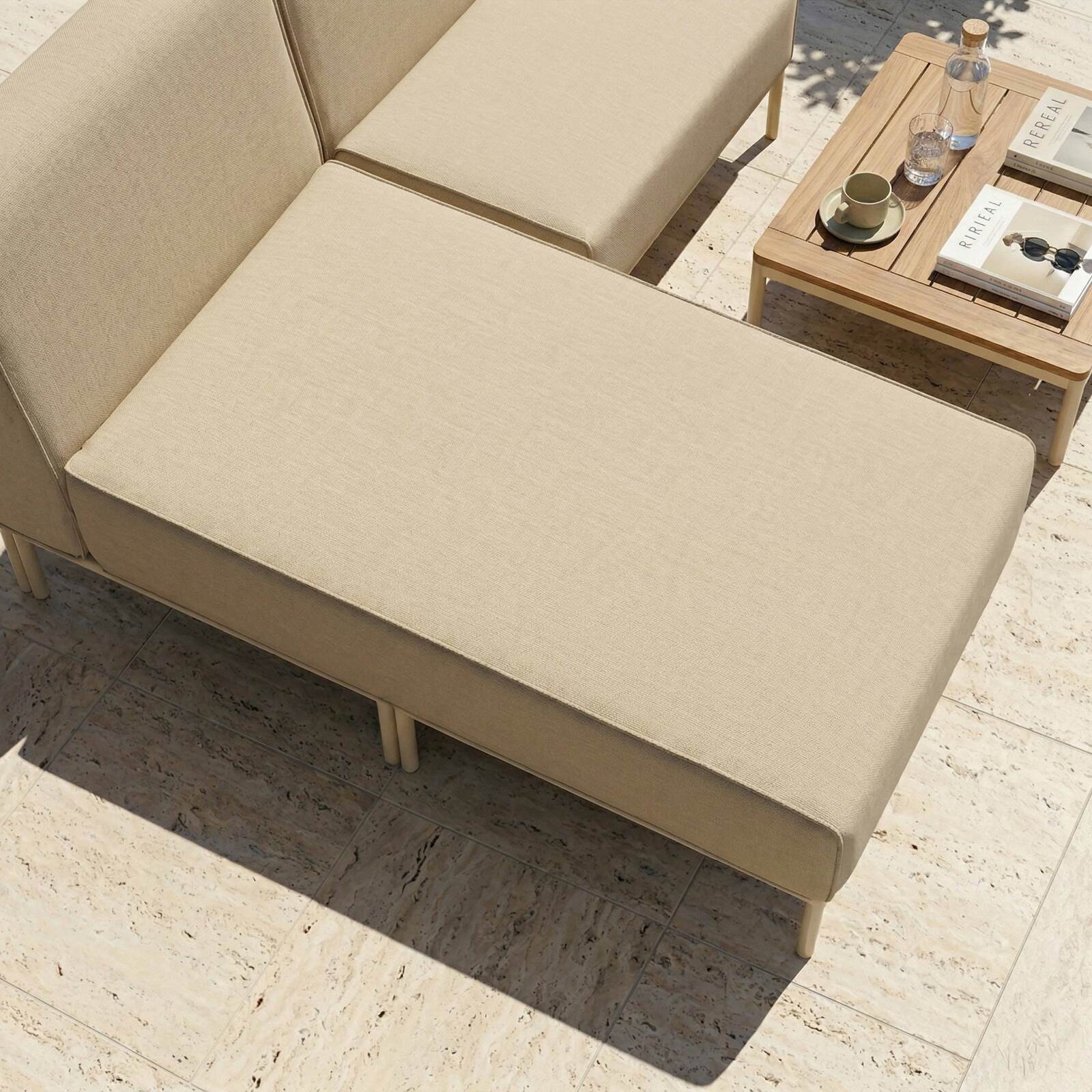 Divano modulare da esterno 2 posti con 1 poltrona e 1 chaise longue