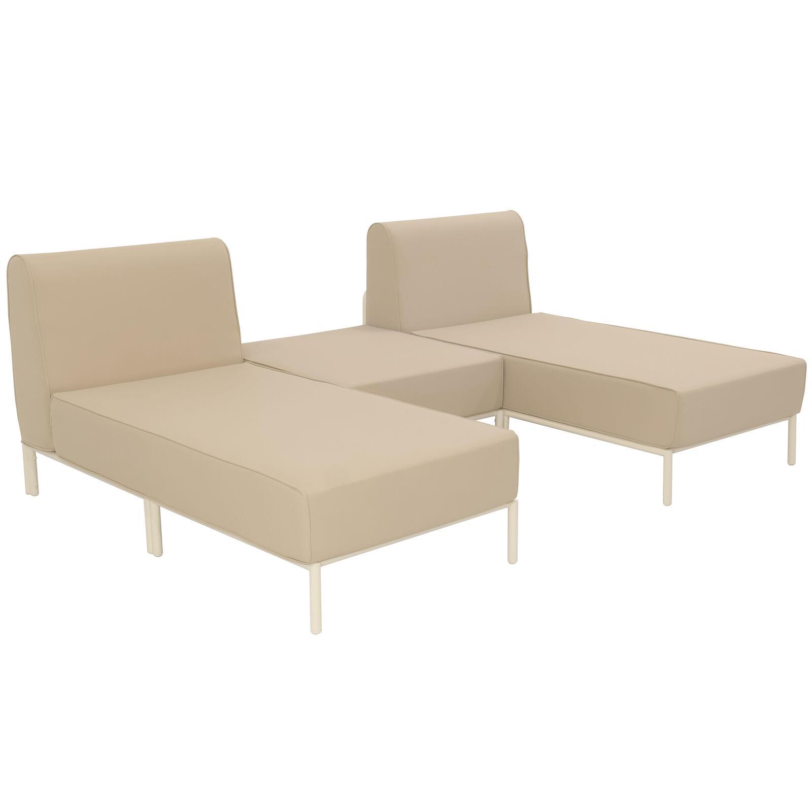 Divano modulare da esterno 2 posti con 2 chaise longue e 1 pouf